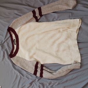 American Eagle Knit Sweater Cream and Grey Size small